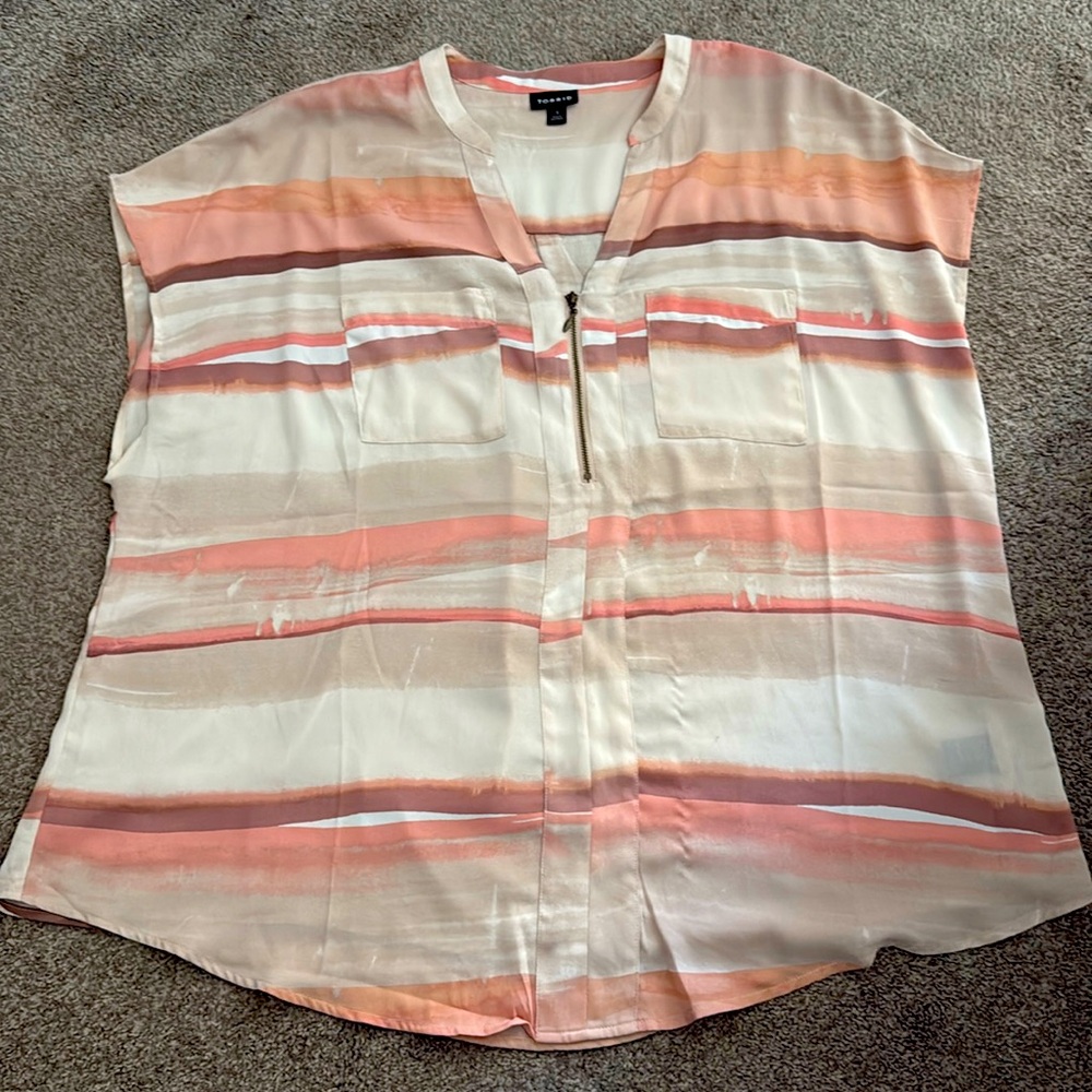 Nwot Torrid Women Georgette Zip-Front Dolman Tunic Blouse Size 1X 14 16 Sunset